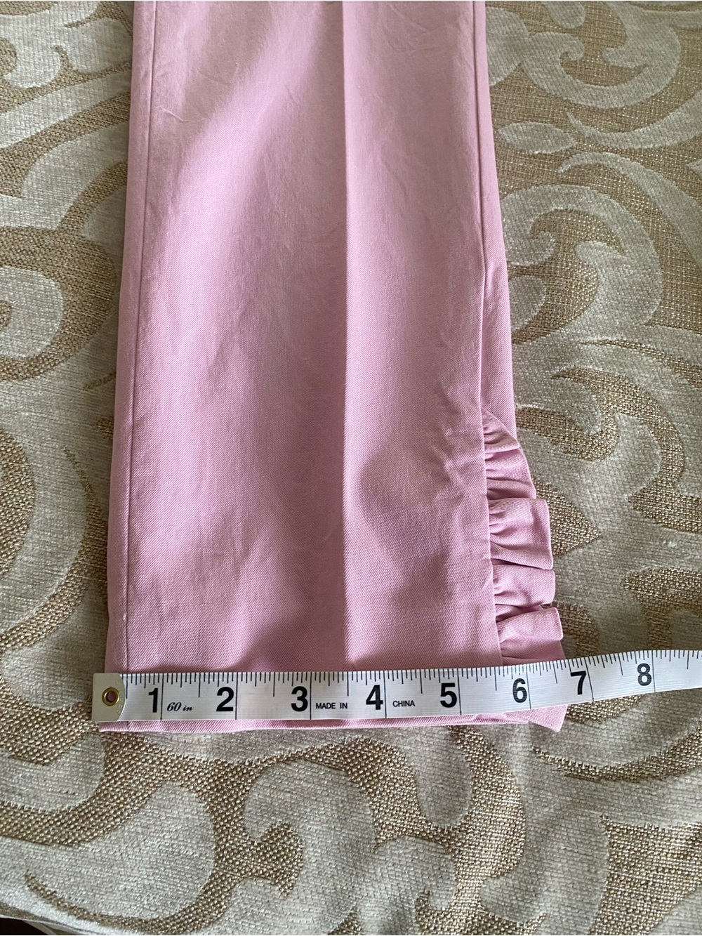 Talbots Blush Pink Ruffle Hem Ankle Pants Size 2 Stretch Cotton Career Casual - Picture 4 of 10